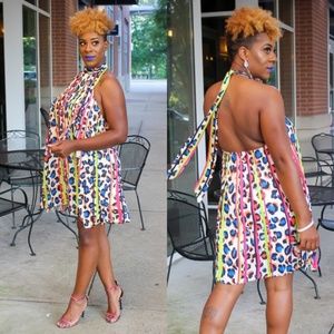 👗👗👗Multicolor Leopard Print Halter Dress